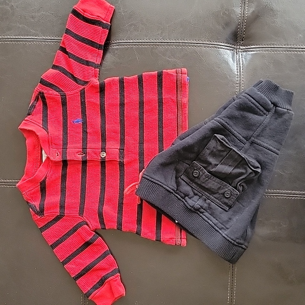Ralph Lauren Red and Black Knit Top And Bottom Set